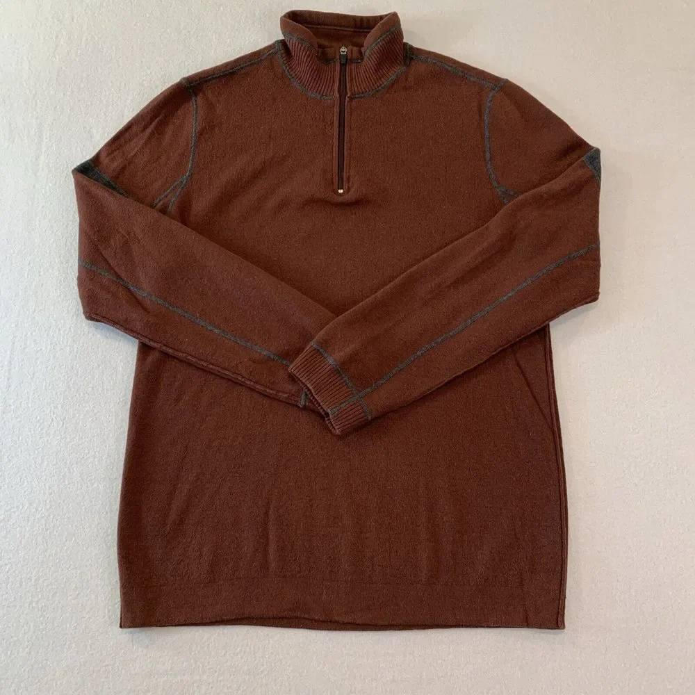 Eddie Bauer XLT BURGUNDY 1/4 Zip Mens‎ Long Sleeve Pullover EXCELLENT FAST Ship